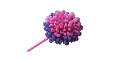 Pink and purple pom-pom flower on a pink stick