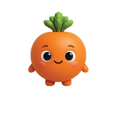 Adorable cartoon carrot character with big happy eyes and rosy cheeks, perfect for educational content and cheerful designs.