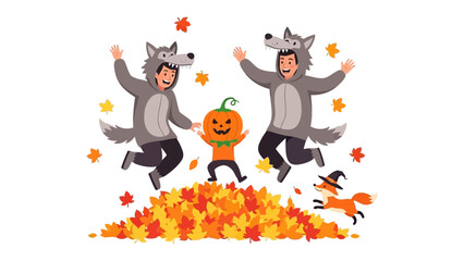 Joyful Halloween Scene: A fun and whimsical illustration captures the essence of Halloween.