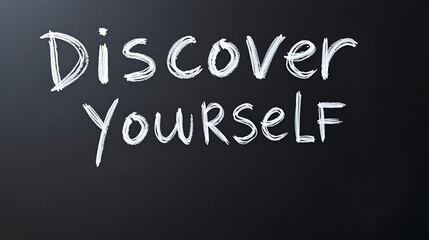 discover yourself text hand-written on black chalkboard