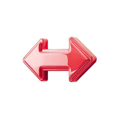 Glossy, vibrant red, double-headed arrow symbol, 3D rendered,  pointing left and right