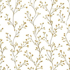 Obraz premium Seamless Pattern of Delicate Golden Twigs and Tiny Leaves