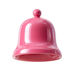 Shiny, pink bell-shaped object with a rounded top, smooth surface, and subtle highlights suggesting a glossy finish