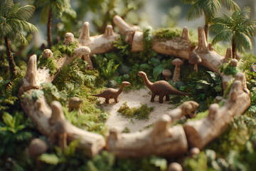 Obraz premium ジャングルと恐竜たち（3D） 