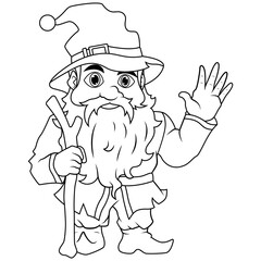 Friendly Wizard Greeting Line Art
