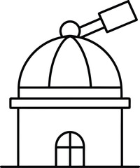 rooftop observatory with telescope dome line art
