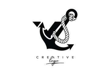 Y Creative Monogram Latter Logo with Anchor and Rope Design Minimalistic Logo Design © Mansura