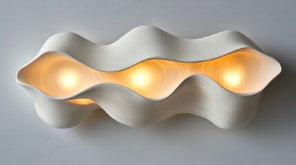 Sculptural ceramic wall lamps, matte white finish, artistic and functional, subtle warm lighting for sophisticated settings