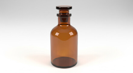 brown glass medicine bottle on a white background