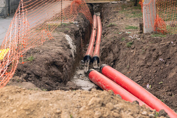 Installation of pipelines in the city