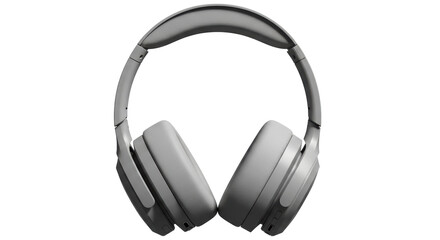 Isolated grey wireless headphones for listening to music, podcasts, or audiobooks, no background