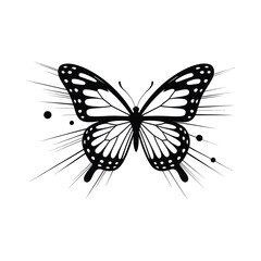 Abstract Butterfly Silhouette Vector Illustration Black and White Design Insect Wing Pattern Graphic Art Nature Inspired Artwork Isolated on White Background