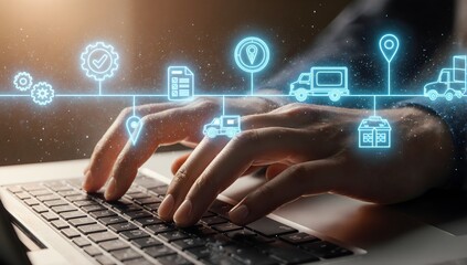 Typing Logistics Network Delivery Route Interface Icons