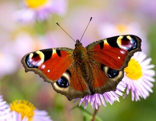 Peacock butterfly on flower