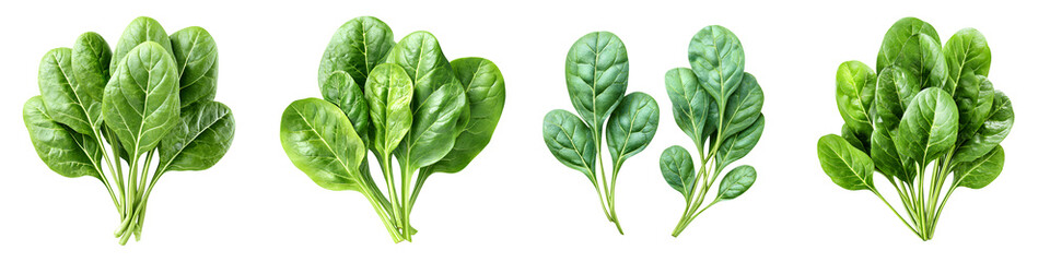 Fresh Spinach Bundles Isolated on White Background
