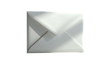 A pristine white envelope, sealed, lies flat, subtly lit, showcasing its smooth texture and crisp crease lines