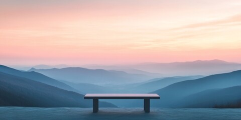 Bench is sitting on a hillside overlooking a beautiful mountain range
