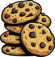 Fototapeta premium Delicious stack of freshly baked chocolate chip cookies, a tempting sweet treat