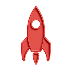 Red rocket icon, simple, cartoon style