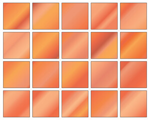 Metallic gradient collection with shiny rainbow hologram. Holographic foil texture, golden, yellow gradation. Vector set for frame, ribbon, border, other design.