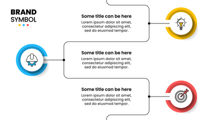 Infographic template. Line with circles and 3 steps
