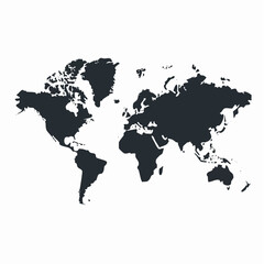 Obraz premium A simple black and white world map showing continents and countries in a minimalist style flat design look