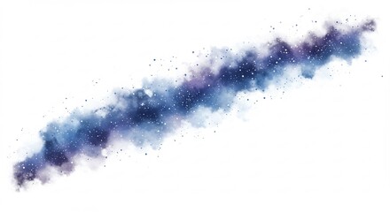 Obraz premium 水彩宇宙雲 美しく輝く青紫の星雲 幻想的空間表現. AI Generated