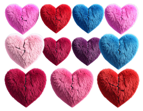 Realistic Fuzzy Broken Hearts PNG