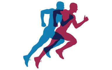 Fototapeta premium Two runners isolated on transparent background