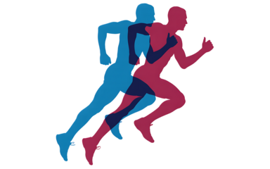 Two runners isolated on transparent background