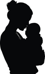 Mother and baby silhouette loving embrace warmth family bond vector