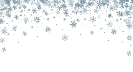A beautiful winter scene with falling snowflakes against a white background, creating a festive atmosphere.
