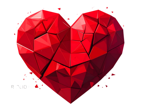Minimalist Polygonal Broken Heart PNG