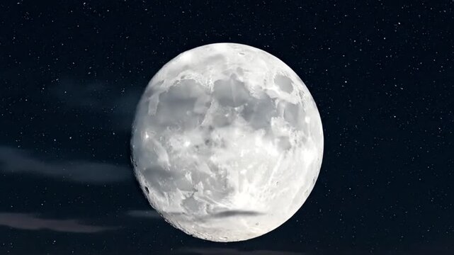 Realistic 4K Supermoon Rising Over Night Sky &ndash; Cinematic Nature Footage