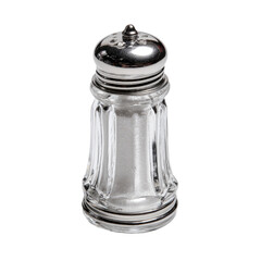 Clear glass salt shaker with a metal lid (2)