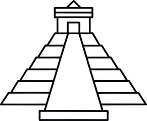 continuous line design mayan pyramid plaza aerial