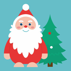 santa claus with christmas tree