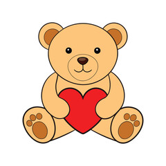 Fototapeta premium Adorable Teddy Bear Holding a Heart Perfect for Valentine's Day