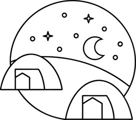 continuous line sketch futuristic moon mining base
