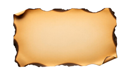 Aged parchment paper, curled edges, burnt/flamed edges