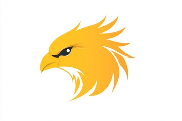 Obraz premium A striking illustration of a yellow eagle head features a fierce expression and dynamic lines. Ideal for creative projects related to nature or wildlife.