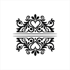 Ornamental Heart Floral Border Design Vector Illustration