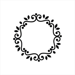 Floral Circular Ornamental Decorative Border Frame Wedding Design Vector Illustration

