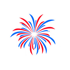 Vibrant vector illustration of a firework burst in red and blue. Perfect for celebrating holidays, special events, and patriotic themes. Festive and dynamic design.