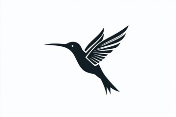 Obraz premium Stunning silhouette of a hummingbird in flight, showcasing elegance and grace. Perfect for designs related to nature, wildlife, and artistic projects.