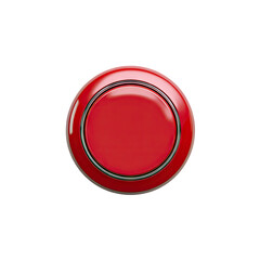 Red circular button, glossy finish, dark rim