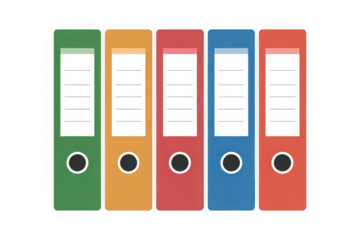 Colorful Office Ring Binders for Document Storage and Organization Isolated on Transparent Background6