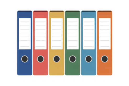 Colorful Office Ring Binders for Document Storage and Organization Isolated on Transparent Background6