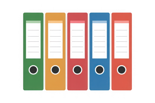 Colorful Office Ring Binders for Document Storage and Organization Isolated on Transparent Background6