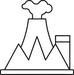 minimalist aerial sketch of futuristic volcanic geothermal plant illustration on transparent